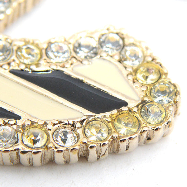 Top Quality Chanel Coco Mark Rhinestone Pendant Necklace Gold Black White