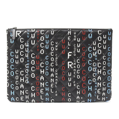 Top Quality Chanel Lambskin Typography Clutch Bag Black