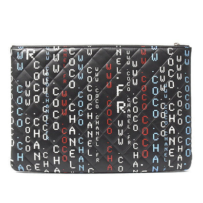 Top Quality Chanel Lambskin Typography Clutch Bag Black
