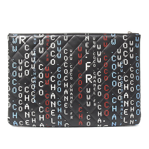 Top Quality Chanel Lambskin Typography Clutch Bag Black