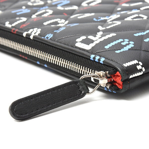 Top Quality Chanel Lambskin Typography Clutch Bag Black