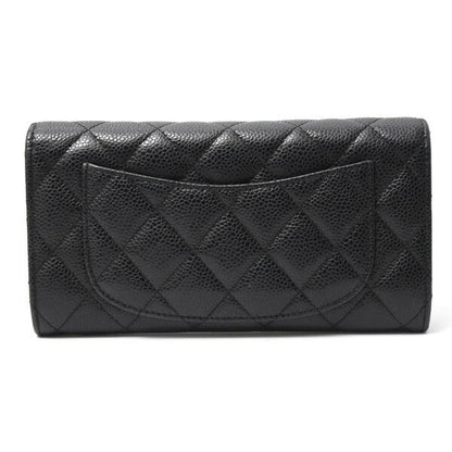 Top Quality Chanel Caviar Long Flap Wallet Black