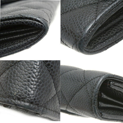 Top Quality Chanel Caviar Long Flap Wallet Black