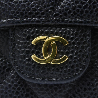 Top Quality Chanel Caviar Long Flap Wallet Black