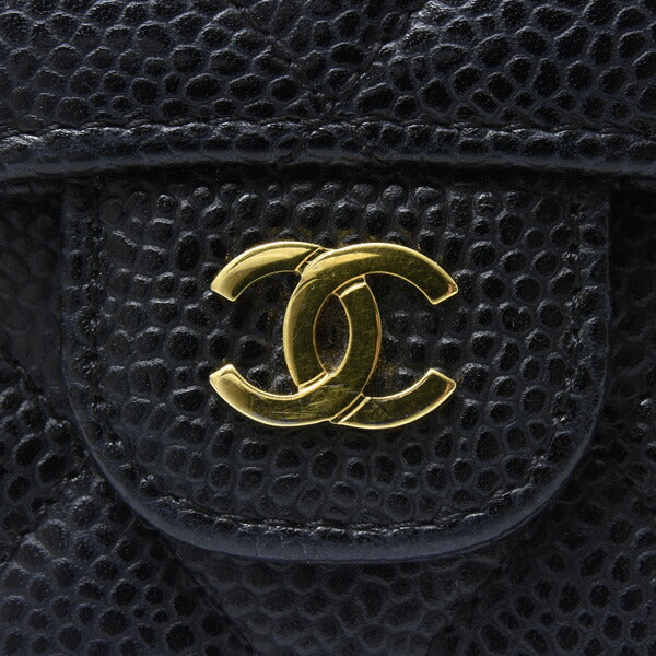 Top Quality Chanel Caviar Long Flap Wallet Black