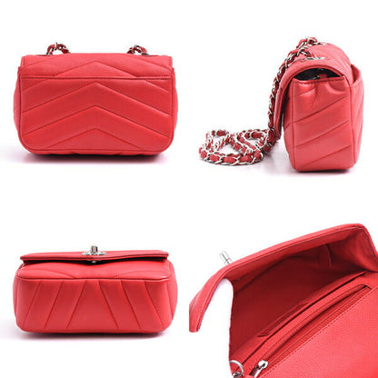 Top Quality Chanel Chevron Mini Chain Shoulder Bag Red Caviar Skin