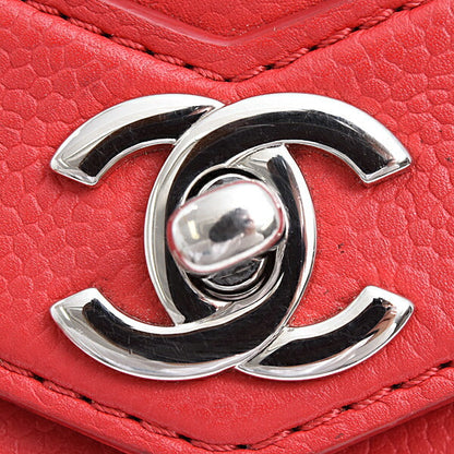 Top Quality Chanel Chevron Mini Chain Shoulder Bag Red Caviar Skin