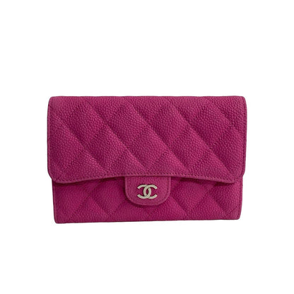Top Quality Chanel Caviar Leather Bifold Wallet Pink
