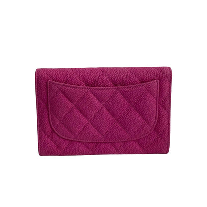 Top Quality Chanel Caviar Leather Bifold Wallet Pink