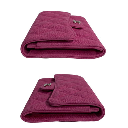 Top Quality Chanel Caviar Leather Bifold Wallet Pink