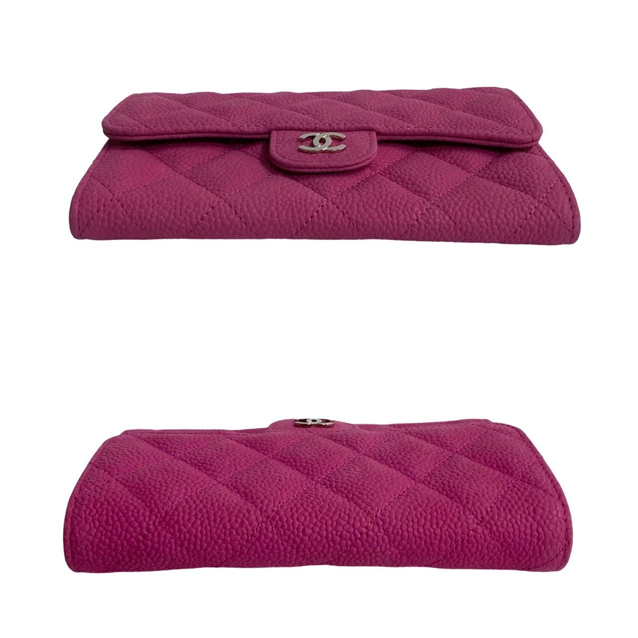 Top Quality Chanel Caviar Leather Bifold Wallet Pink
