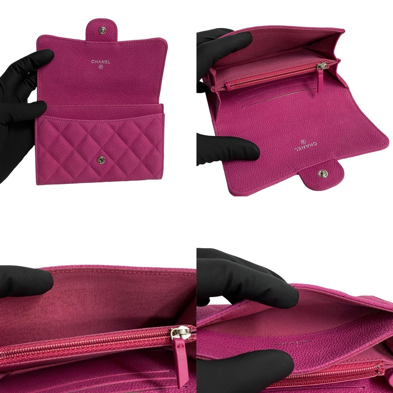 Top Quality Chanel Caviar Leather Bifold Wallet Pink