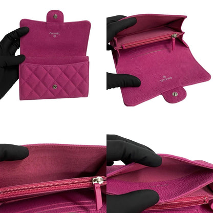 Top Quality Chanel Caviar Leather Bifold Wallet Pink