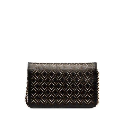 Top Quality Chanel Matelasse Studded Chain Wallet Black