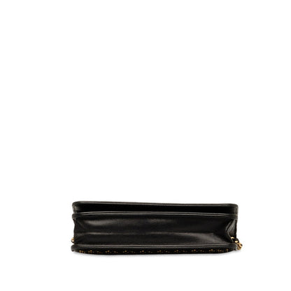 Top Quality Chanel Matelasse Studded Chain Wallet Black