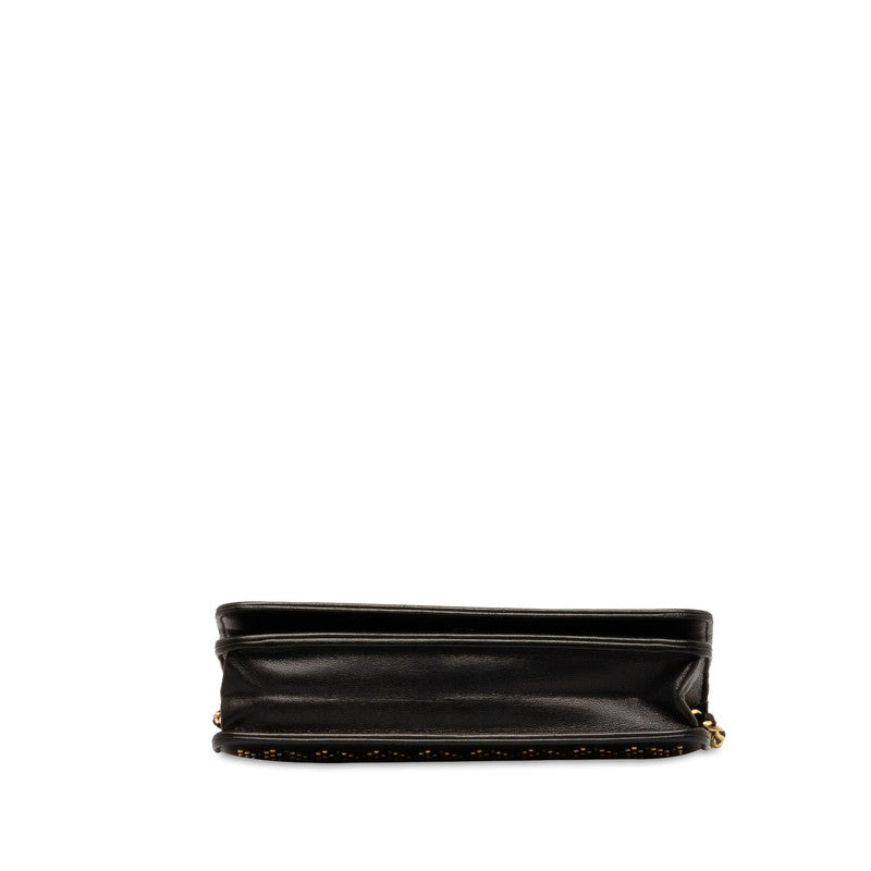Top Quality Chanel Matelasse Studded Chain Wallet Black
