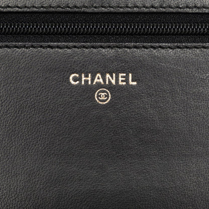Top Quality Chanel Matelasse Studded Chain Wallet Black