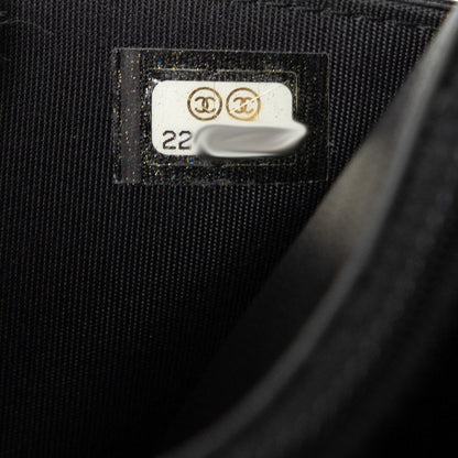 Top Quality Chanel Matelasse Studded Chain Wallet Black