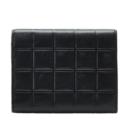 Top Quality Chanel Chocolate Bar Three Folded Wallet Black Leather
