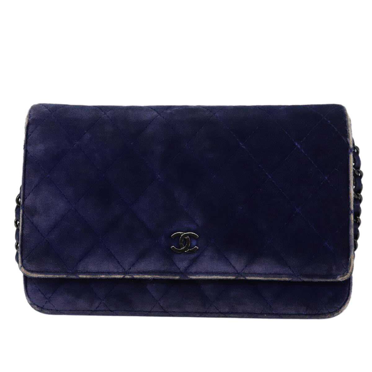 Top Quality Chanel Chain Shoulder Bag Moquette Navy CC Auth 84139