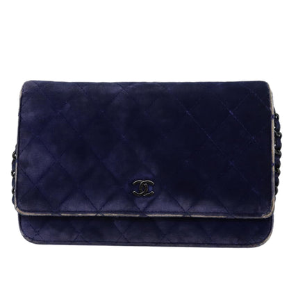 Top Quality Chanel Chain Shoulder Bag Moquette Navy CC Auth 84139