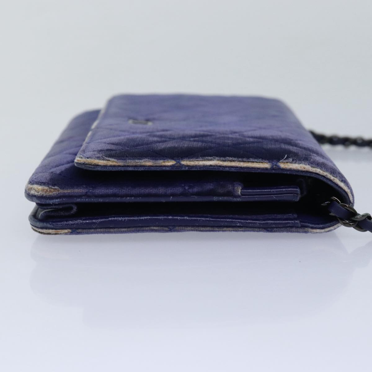 Top Quality Chanel Chain Shoulder Bag Moquette Navy CC Auth 84139
