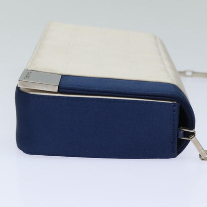 Top Quality Chanel Choco Bar Line Chain Shoulder Bag Satin Blue Beige CC Auth 84220