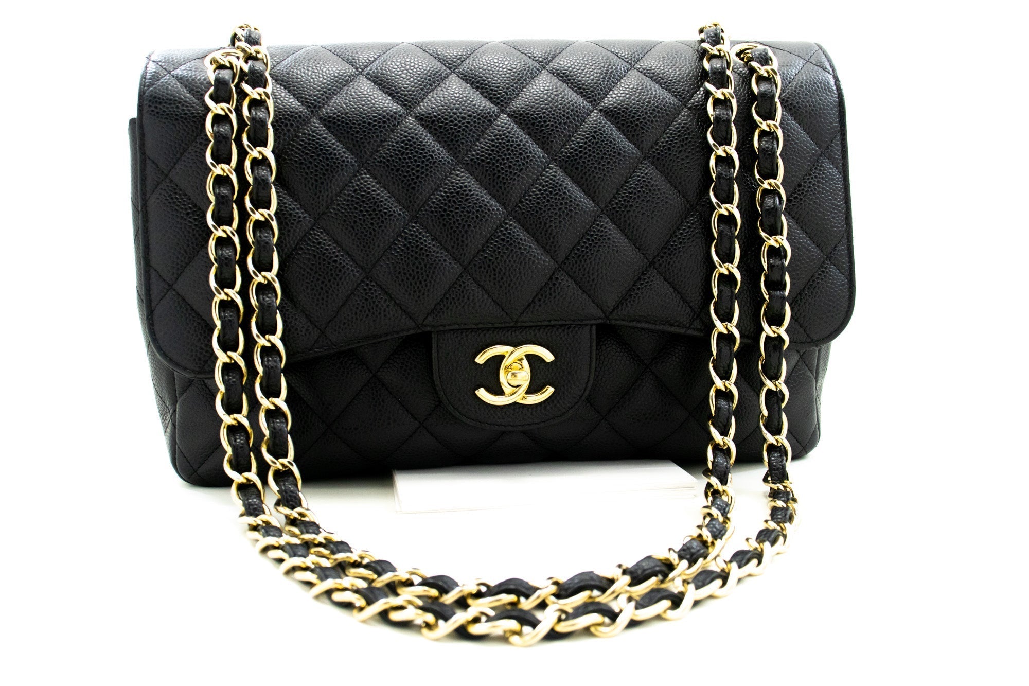 Top Quality Chanel Classic Large 11 Chain Shoulder Bag W New Black Caviar