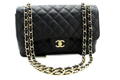Top Quality Chanel Classic Large 11 Chain Shoulder Bag W New Black Caviar