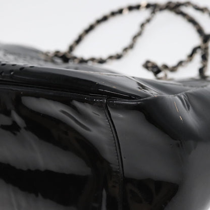 Top Quality Chanel Chain Tote Bag Patent leather Black Silver CC Auth 86039
