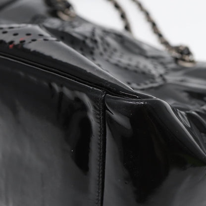 Top Quality Chanel Chain Tote Bag Patent leather Black Silver CC Auth 86039
