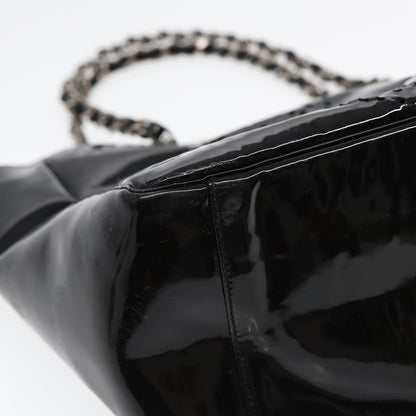 Top Quality Chanel Chain Tote Bag Patent leather Black Silver CC Auth 86039