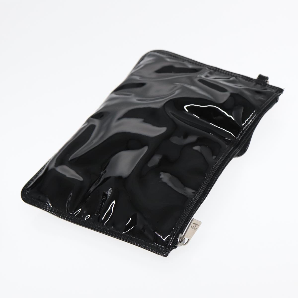 Top Quality Chanel Chain Tote Bag Patent leather Black Silver CC Auth 86039