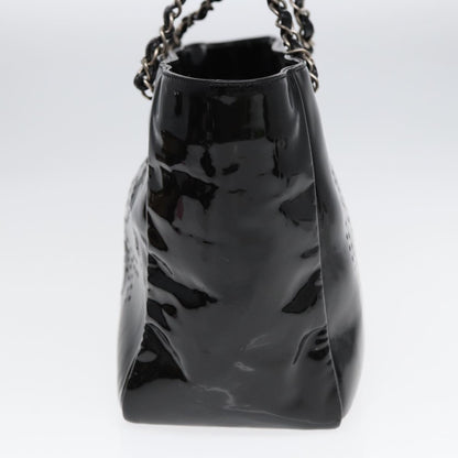 Top Quality Chanel Chain Tote Bag Patent leather Black Silver CC Auth 86039