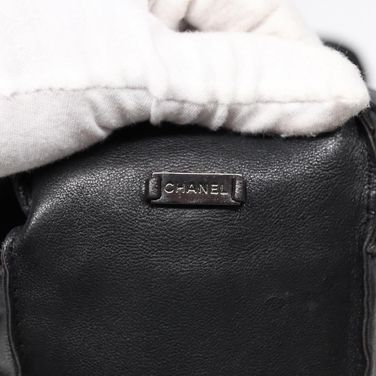 Top Quality Chanel Choco Bar Shoulder Bag Lamb Skin Black CC Auth 88626