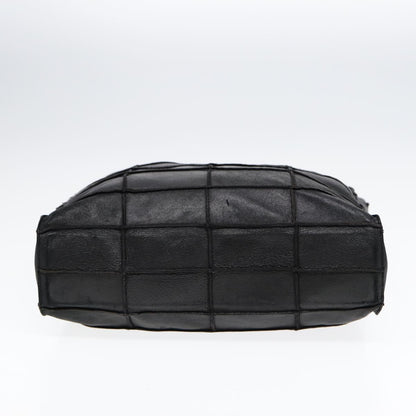 Top Quality Chanel Choco Bar Shoulder Bag Lamb Skin Black CC Auth 88626