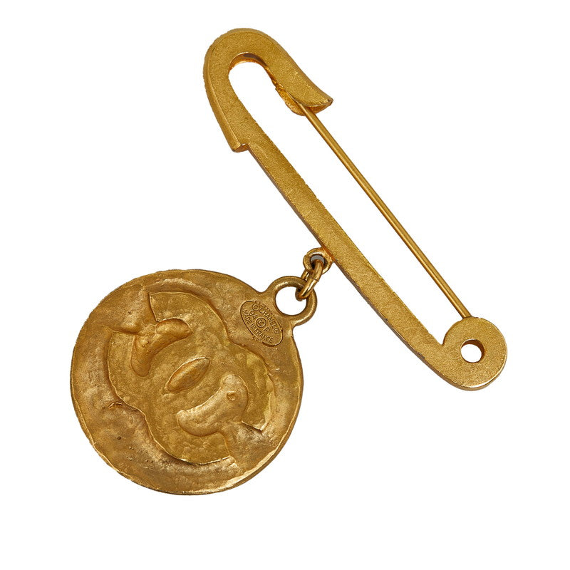 Top Quality Chanel Vintage Logo Coco Mark Coin Brooch Gold Plated