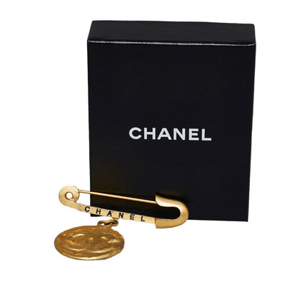 Top Quality Chanel Vintage Logo Coco Mark Coin Brooch Gold Plated