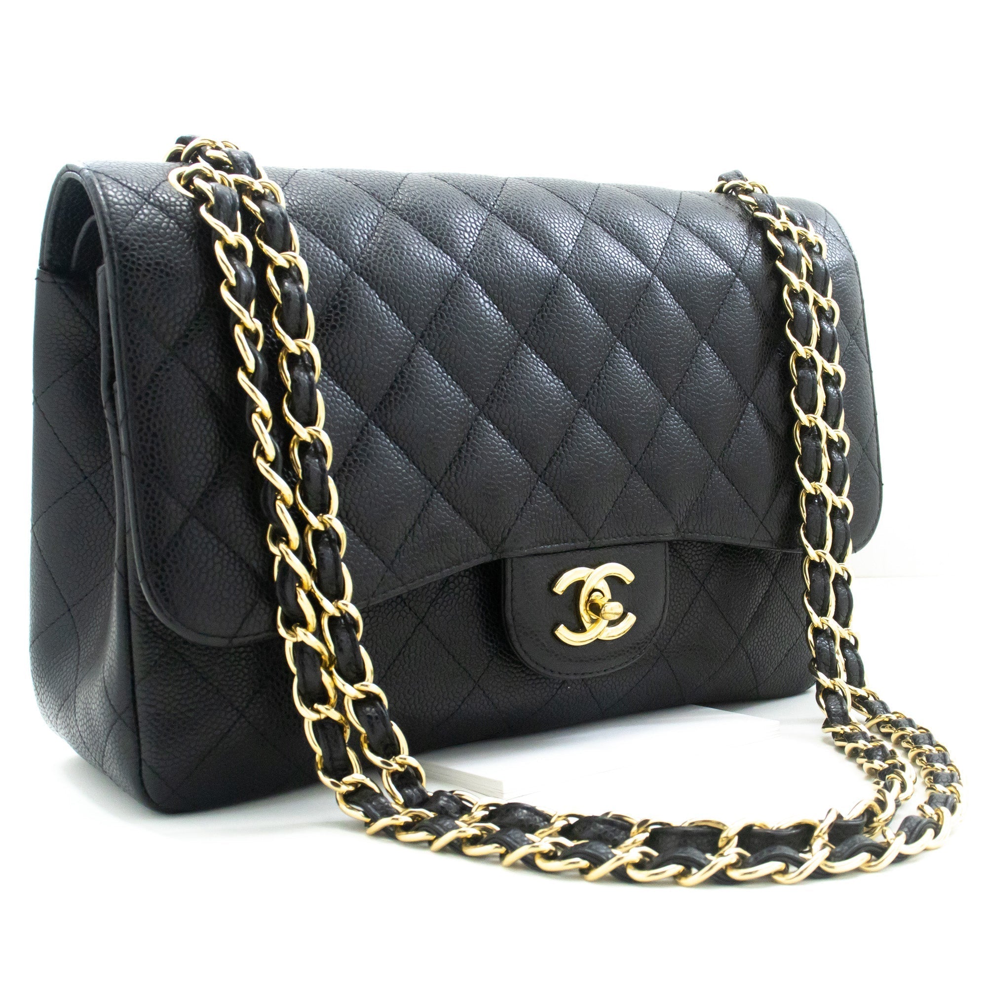 Top Quality Chanel Classic Large 11 Grained Calfskin Chain Shoulder Bag Black