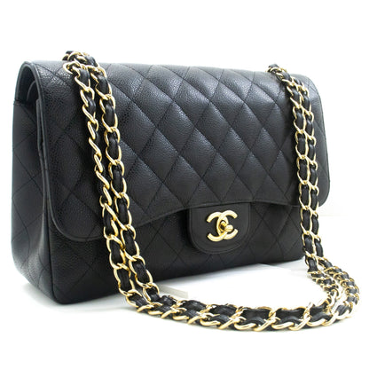 Top Quality Chanel Classic Large 11 Grained Calfskin Chain Shoulder Bag Black