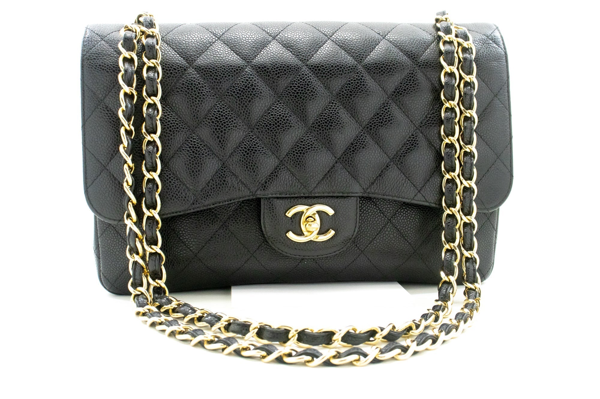 Top Quality Chanel Classic Large 11 Grained Calfskin Chain Shoulder Bag Black