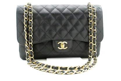 Top Quality Chanel Classic Large 11 Grained Calfskin Chain Shoulder Bag Black