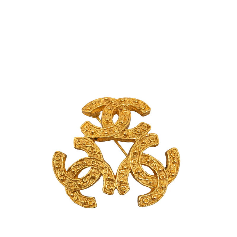 Top Quality Chanel Vintage Coco Mark Triple Brooch Gold Plated