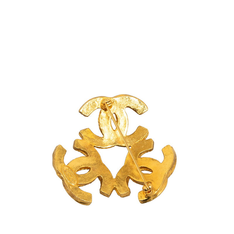 Top Quality Chanel Vintage Coco Mark Triple Brooch Gold Plated