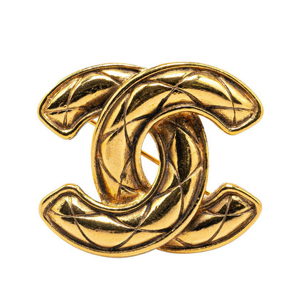 Top Quality Chanel Vintage Coco Mark Matelasse Brooch Gold