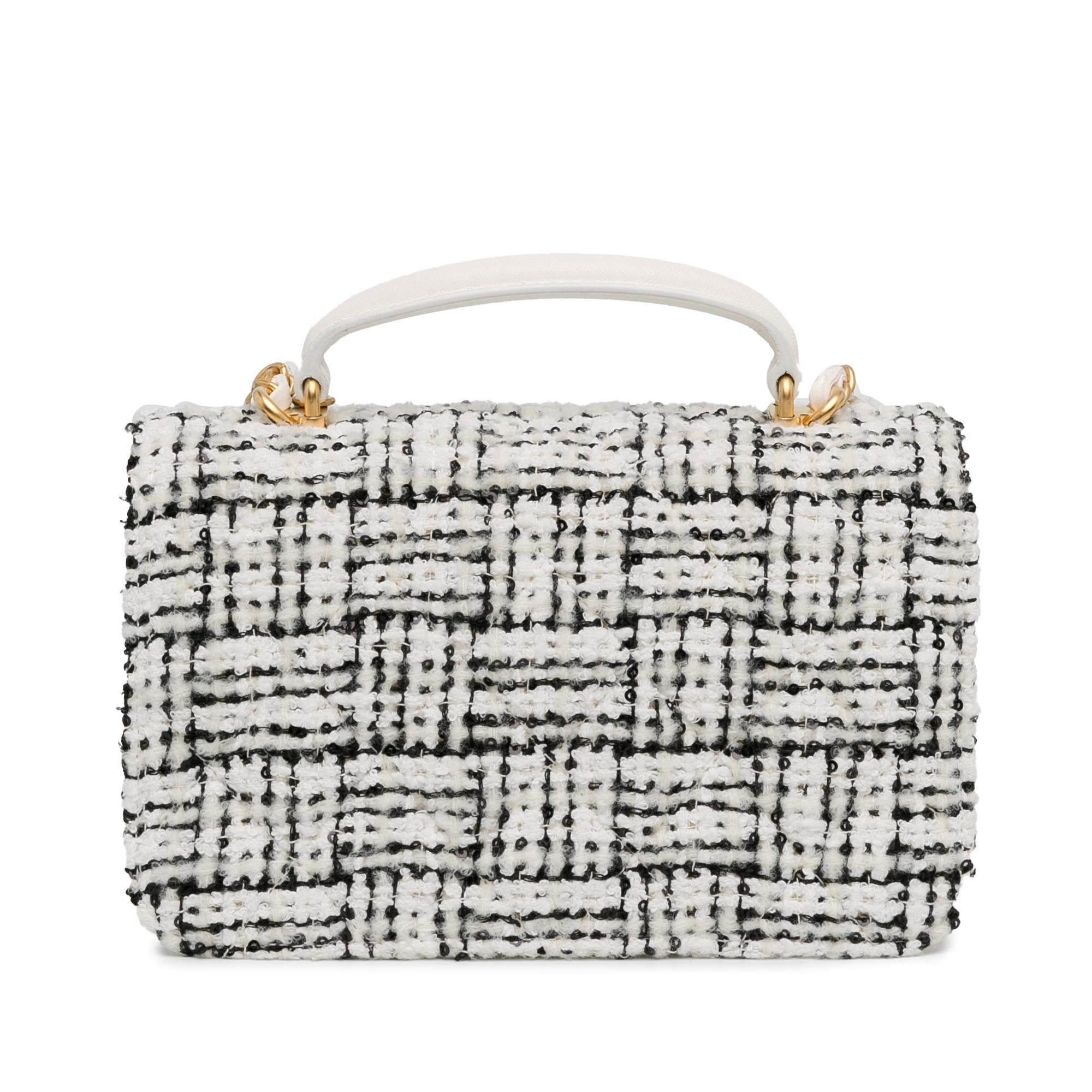 Top Quality Chanel CC Quilted Tweed Top Handle Full Flap (SHG-1PvkH4)