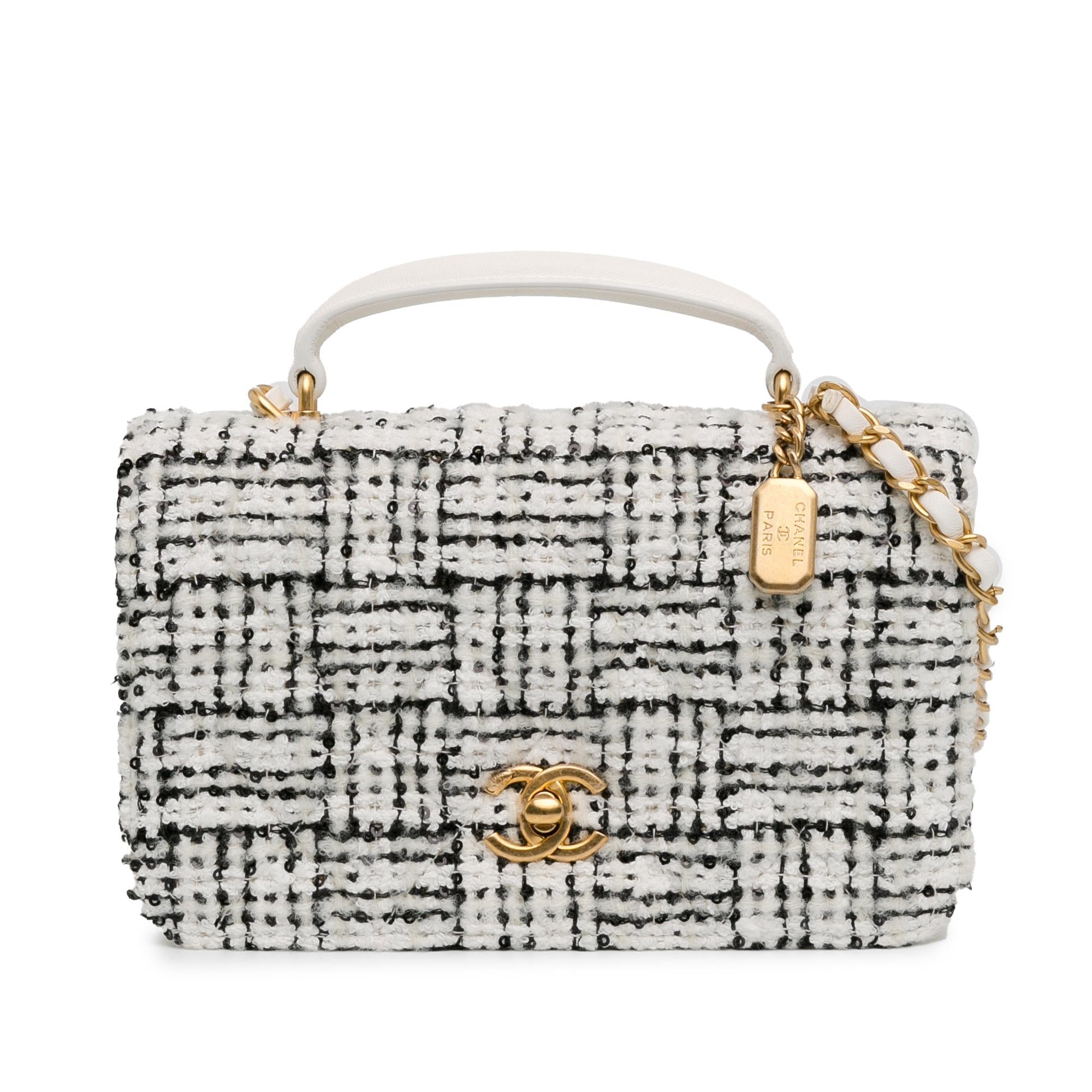 Top Quality Chanel CC Quilted Tweed Top Handle Full Flap (SHG-1PvkH4)