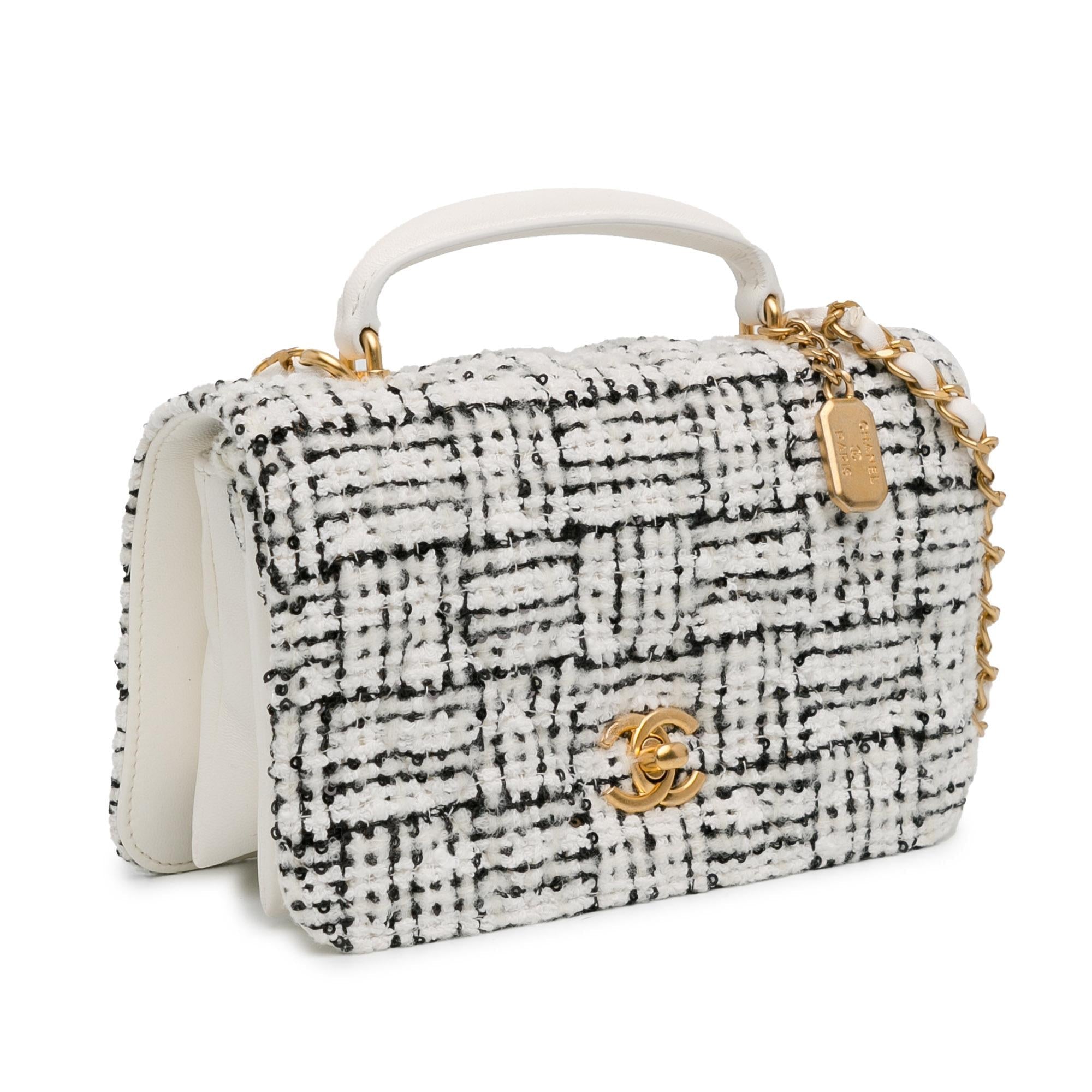 Top Quality Chanel CC Quilted Tweed Top Handle Full Flap (SHG-1PvkH4)