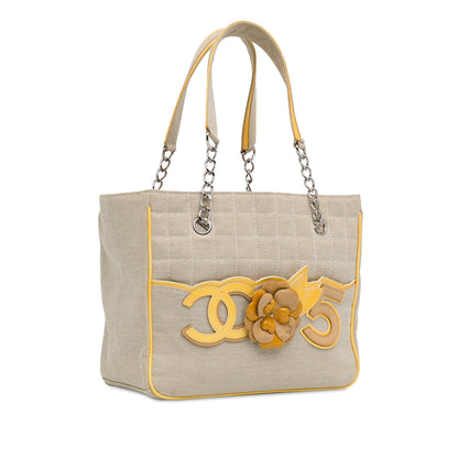 Top Quality Chanel Choco Bar Canvas CC Camellia No. 5 Tote (SHG-2pYBaU)
