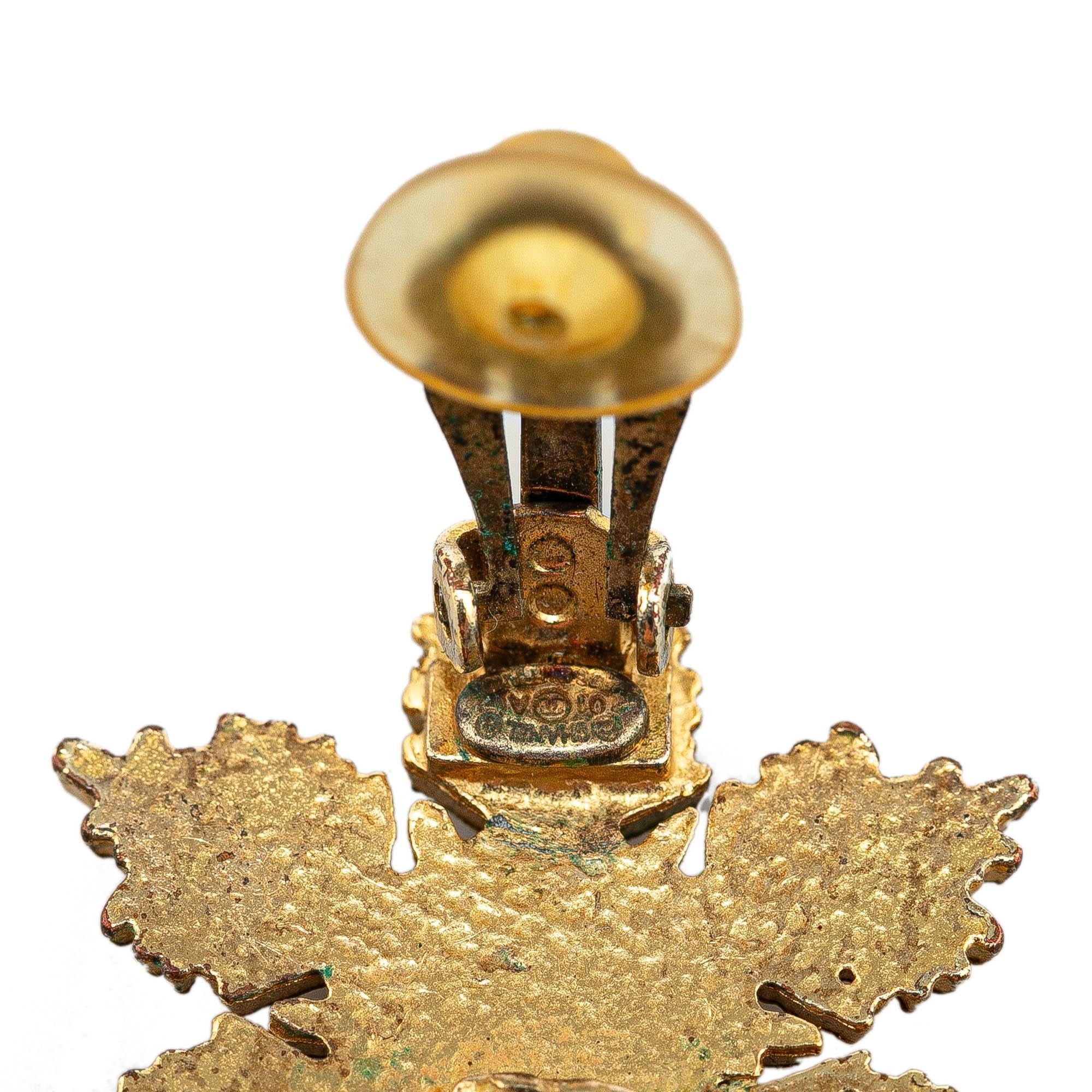 Top Quality Chanel Gold Plated CC Snowflake Clip On Earrings (SHG-YknS9B)